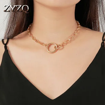 

ZYZQ Fashion Geometric Women Accessories Choker With Circle Pendant Statement Gift Necklace Wholesale Lots&Bulk Hot Selling