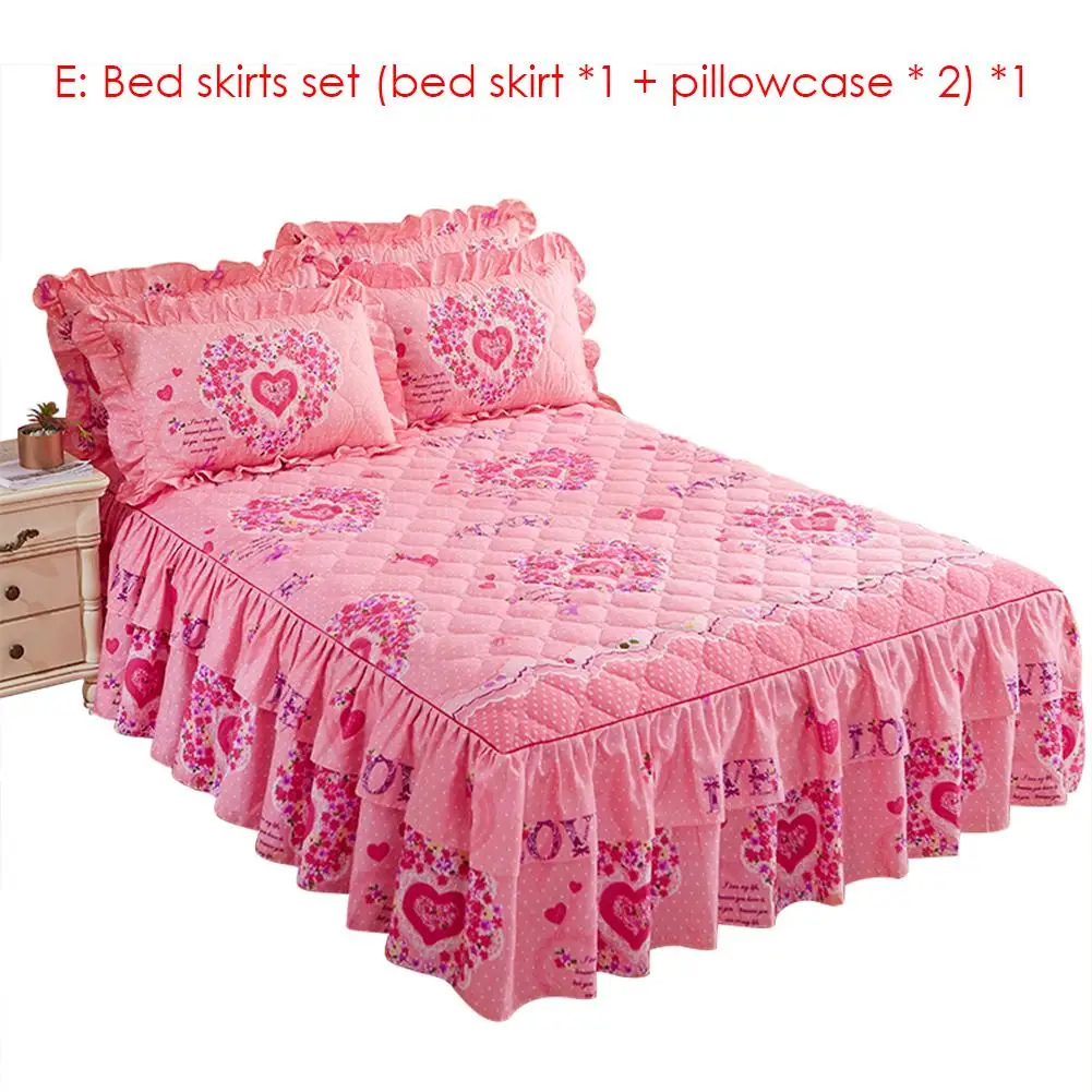 Новые постельные юбки, покрывало с цветочным принтом, хлопковое покрывало для кровати, двухслойные постельные принадлежности# CW - Цвет: F