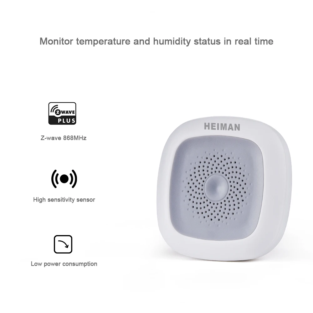 HEIMAN smart Zwave Temperature Humidity Detector Z wave Heat Sensor Home Thermometer EU 868MHz Fire Alarm temperature humidity sensor,temperature humidity meter