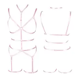 Розовое белье Пояс на ремнях полный корпус бандаж пояса с резинками выдалбливают плюс размер эластичный панк готический праздничный