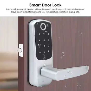 

WiFi Smart Lock Fingerprint Password Card Remote Unlock Touch Screen W/Mechanical Key for TUYA