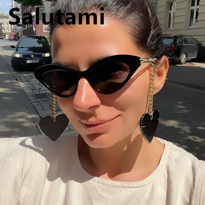 Женские солнцезащитные очки кошачий глаз с цепочкой | Аксессуары для одежды