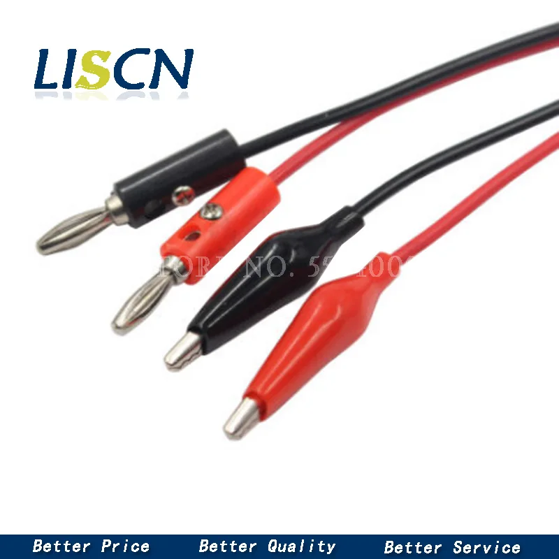4MM banana head to crocodile clip multimeter line 1M banana head to double clip red black power test