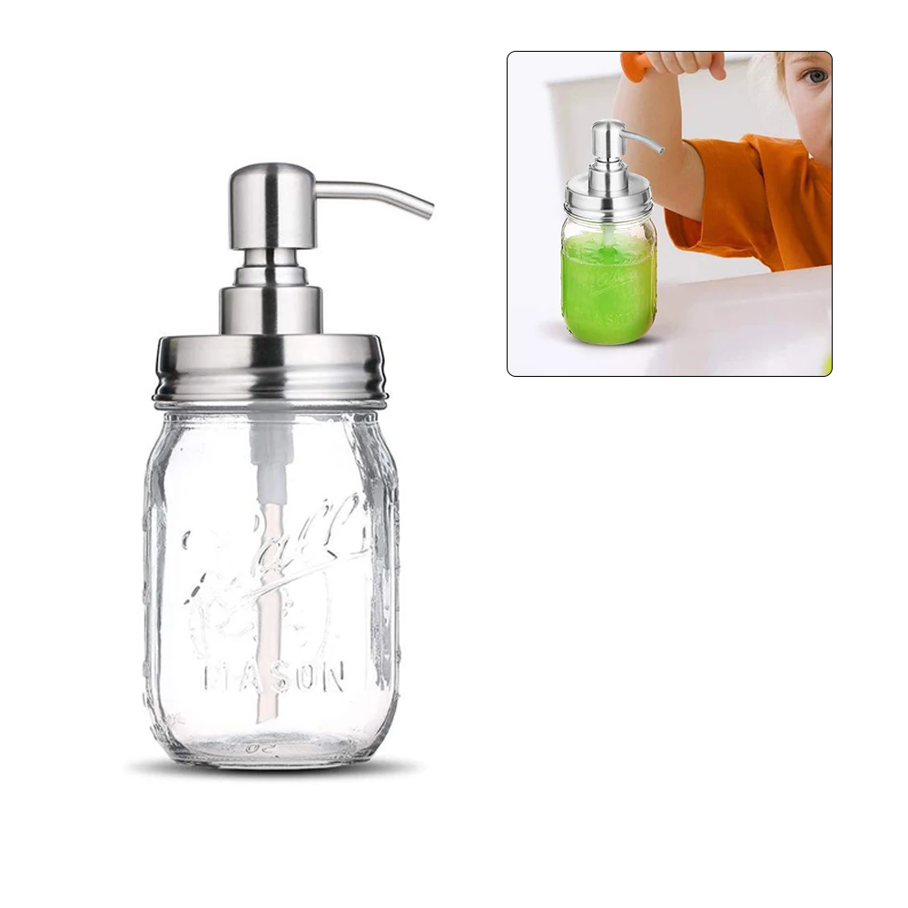 Clear Glass Jar Soap Dispenser With Pump Classic Decor For Bathroom