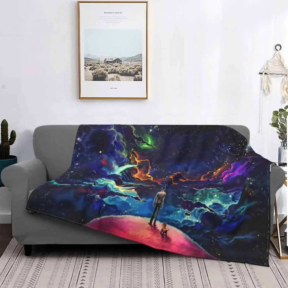 

Space Blankets Fleece Decoration Ultra-Soft Throw Blankets for Bedding Bedroom Plush Thin Quilt