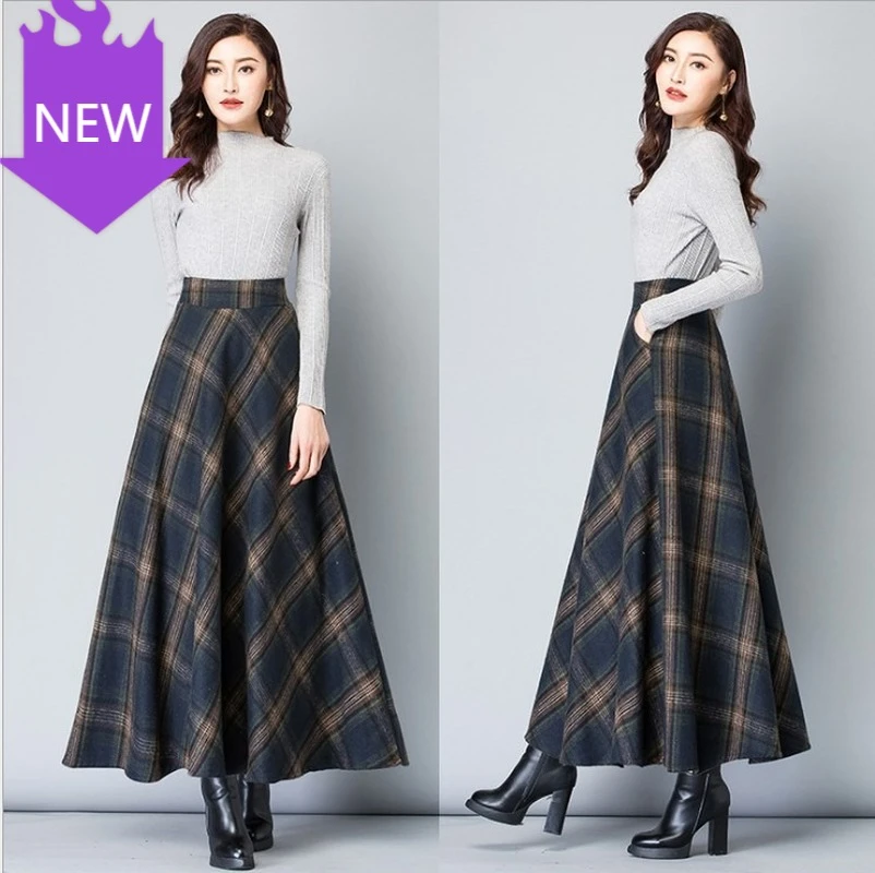 Long check skirt Clearance