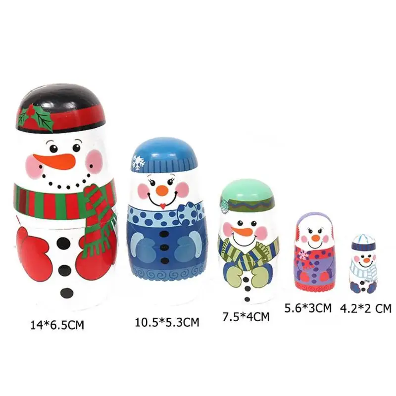 Прочные игрушки матрешки портативный тонкий дизайн 5 шт Цвет Окрашенные Рождество Снеговик матрешка куклы набор традиционный подарок