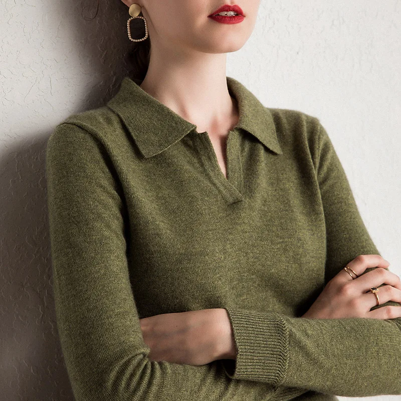 Women Turn-down collar Sweaters 100% Pure Cashmere Knitting Jumpers Winter New Fashion 4Colors Ladies Soft Pullovers Women Turn-down collar Sweaters 100% Pure Cashmere Knitting Jumpers Winter New Fashion 4Colors Ladies Soft Pullovers