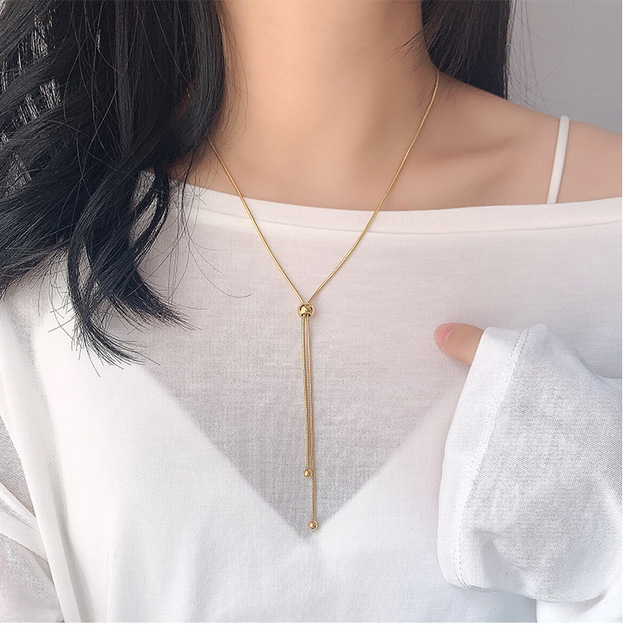 Simple Fashion Adjustable Snake Chain Necklace Gold Clavicle Chain Titanium Steel Jewelry for Woman Accessory Never Fade