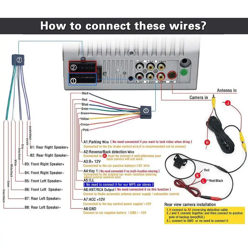 7013B Bluetooth стерео MP5 плеер 7 дюймов AUX USB RCA FM радио приемник