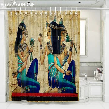 

Egyptian Girls African American Shower Curtains Vintage Bathroom Decoration Waterproof Fabric Shower Curtains Bath Curtain Large