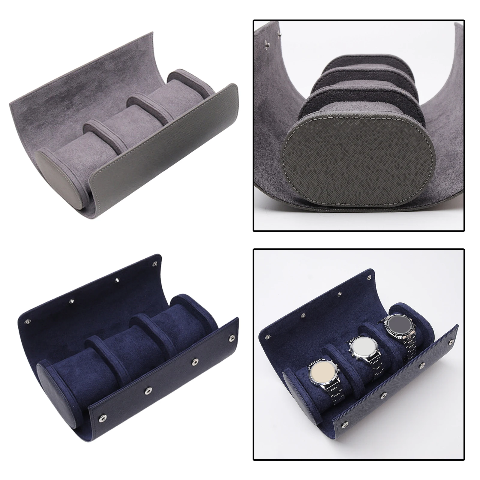 

Watch Box,3 Slots PU Leather Case Organizer for Storage and Display Leather Travel Watch Case Roll Organizer Classic