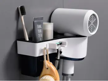

1PC Wall Mounted Stand Hair Dryer Drier Bathroom Shelf Storage Comb Holder Rack Stand Storage Organizer Hairdryer Holder QA 144