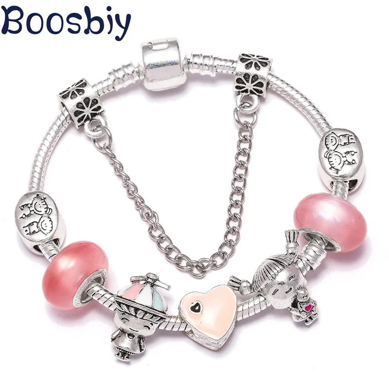 Женские браслеты с бусинами Boosbiy посеребренные для мальчиков и девочек брендовые