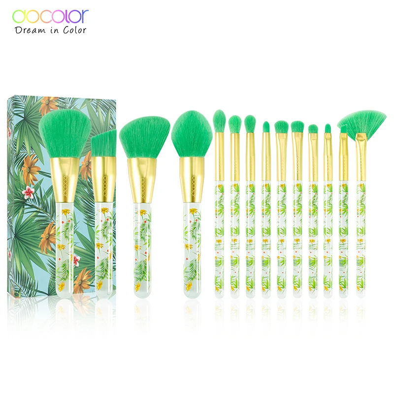Cheap Docolor 14Pcs Makeup Brushes Set Professional Powder Foundation Eyeshadow Make Up Brushes Cosmetics Soft Synthetic Hair