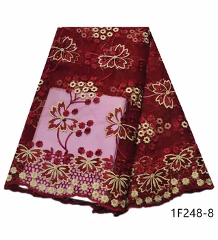 

Wine Red Nigerian Lace Fabric 2020 High Quality Lace with Beaded, French Tulle Lace African Lace Fabric Wedding for Dress 1F248