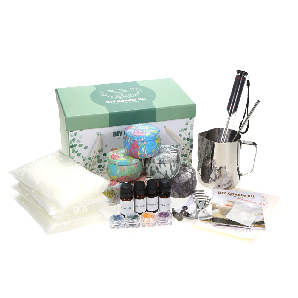 

DIY Candle Making Kit Scented Candles Making Supplies Including Soy Wax/Dyes/Cotton Wicks/Melting Pot/Tins & More