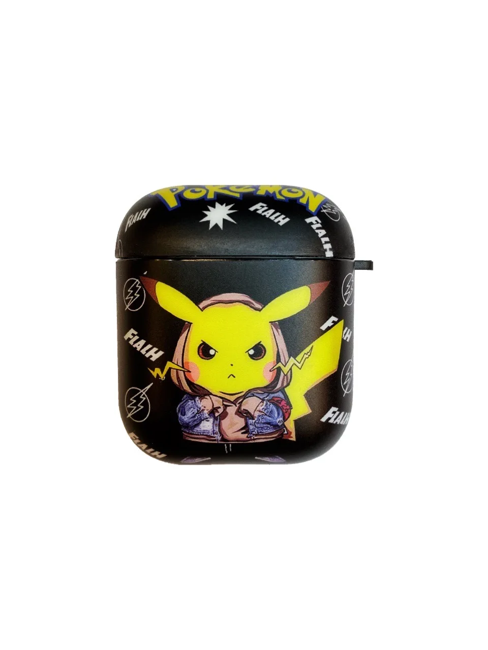 Набор наушников Pokemon Pikachu, желтый, черный, белый, силиконовый, для Apple AirPods 1, беспроводная гарнитура Bluetooth, набор для AirPods 2 - Цвет: Красный