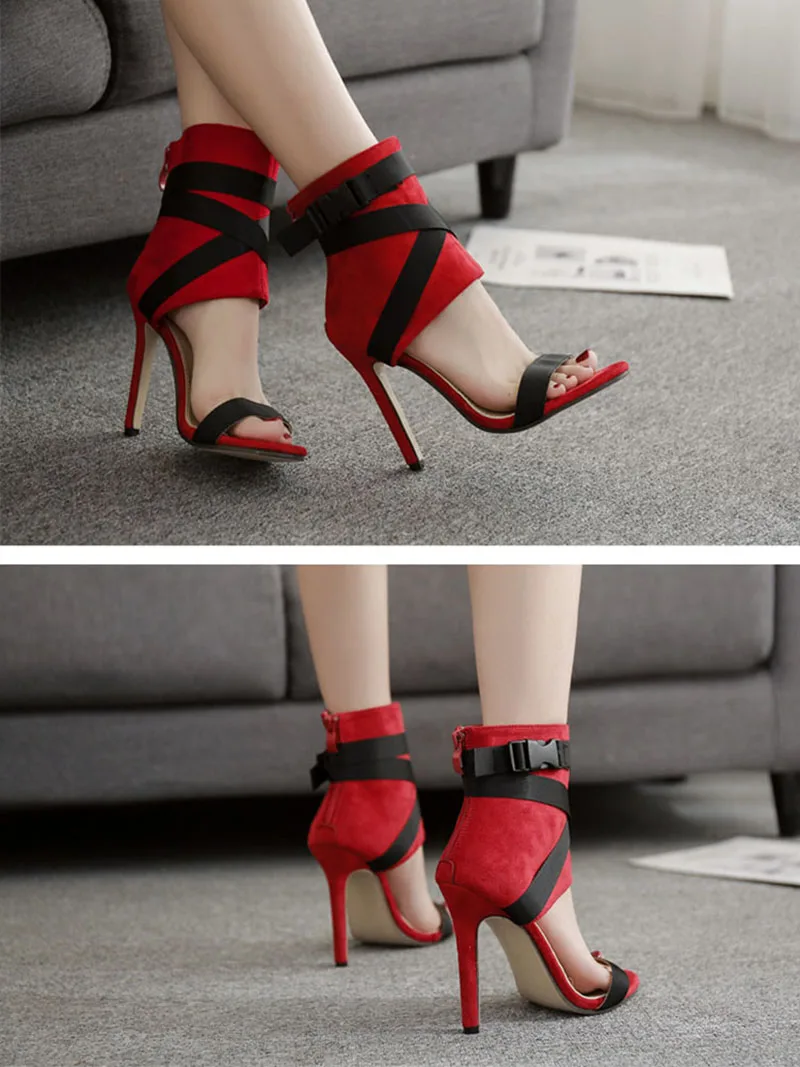 New Peep Toe Cross Strap Thin Heel Women High Heel Sexy Hollow Belt Buckle Women Heels Sandals 2020 Ladies Pumps VT714 (9)