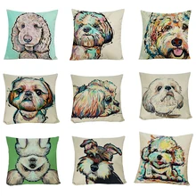 45cm x 45cm Fashion Cartoon Pet Dog Waist Throw Cushion Cover Linen Pillow Case Home Sofa Decor Pillow Covers