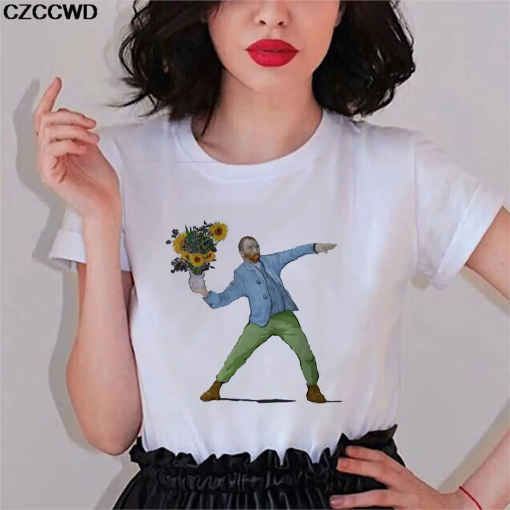 Женская одежда 2019 Новая женская футболка с принтом Spoof Vangof индивидуальная