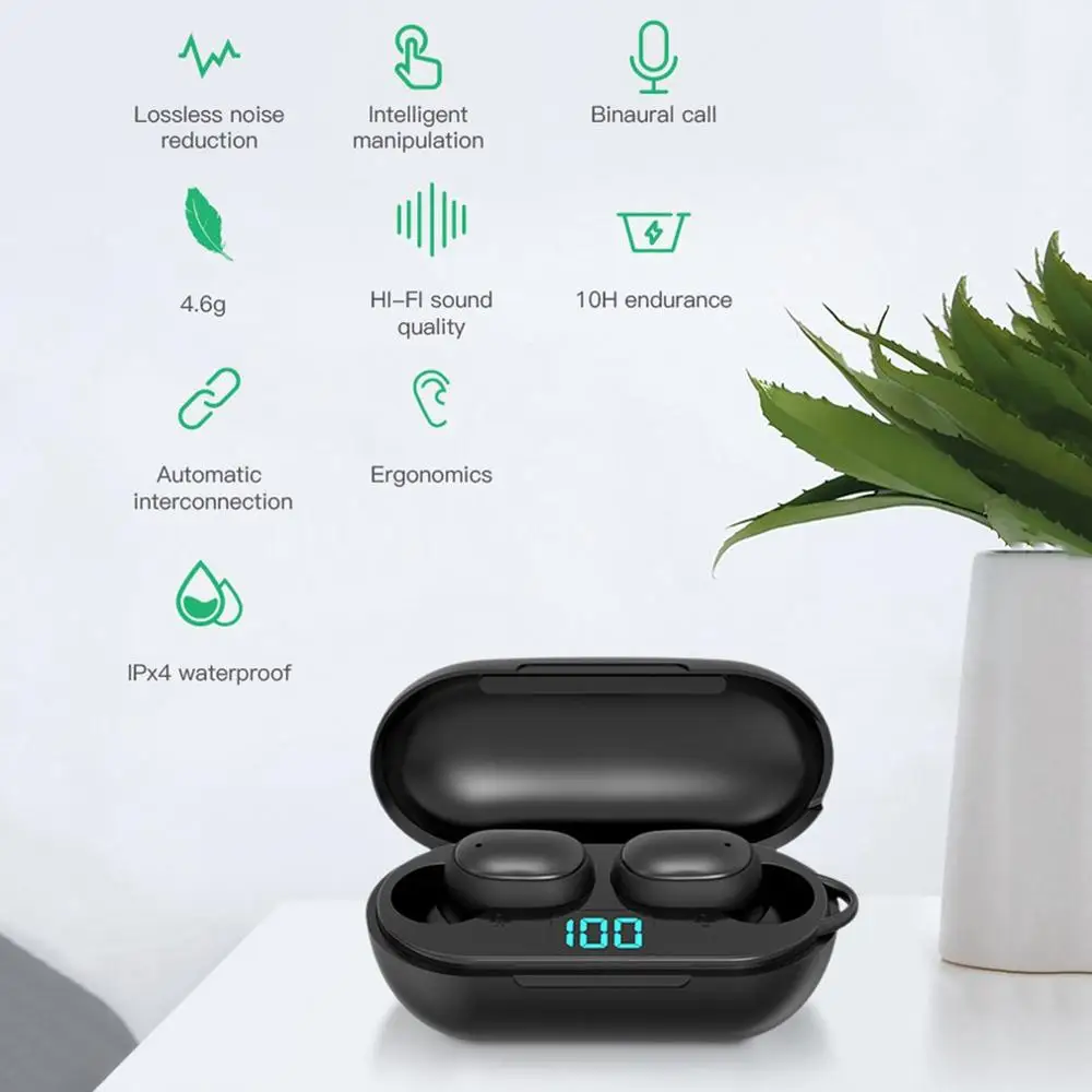 H6 TWS Bluetooth Earphone Mini In ear Sports Headset Stereo Wireless Headphone Support iOS Android Phones HD Call