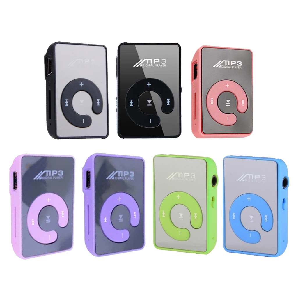 Fashion Mini mp3 Clip MP3 Player Support 8GB MicroSD TF CardSlick stylish design Sport Mirror Portable MP3 player Mini