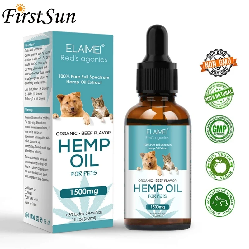 30ML Anxiety Relief Pain Joint Hip Support Strengthens Immunity Hemp Essential Oil for Dogs Natural Herbs Pet Health Care |