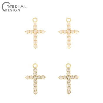 

Cordial Design 100Pcs 15*23MM Jewelry Accessories/Rhinestone Charms/Cross Shape/DIY Making/Hand Made/Imitation Pearl/Pendant