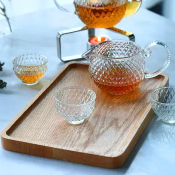 

Solid Beech Wood Rectangular Dinner Plate Western Food Rectangular Round Corners Snack Dessert Serving Tray