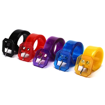 

115cm Multicolor Transparent Plastic Square Buckle Waist Belt 2019 New Casual Skinny Clear Harajuku Jeans Dress Decor Waistbands