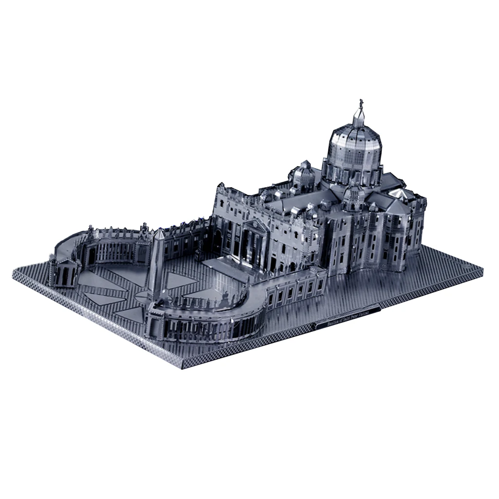 Silver St Peter's Basilica 3D Metal Model Kit DIY Toys - 3 Sheets, 81 Pieces