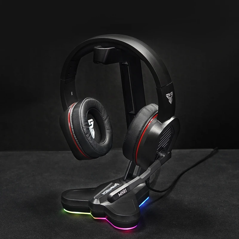 FANTECH AC3001S RGB Headphone Stand Anti Slip and Base Is Aggravating for Multi Function Earphone Stand Black 