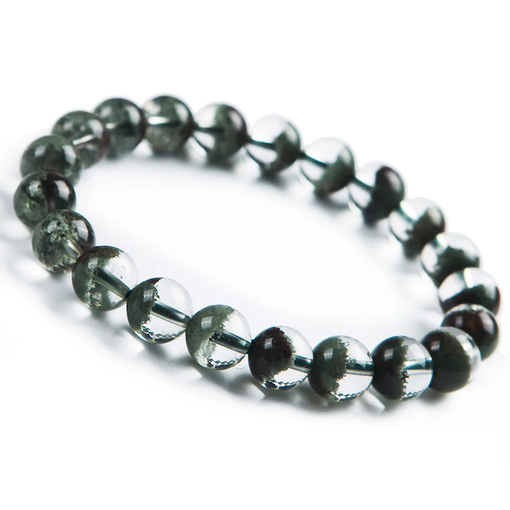 

9mm Natural Green Phantom Quartz Bracelet Ghost Chlorite Crystal Clear Round Beads Stretch Garden Women Men AAAAA