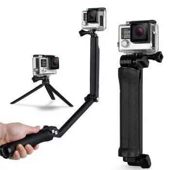 

3-Way Arm Grip Mini Tripod for GoPro Hero 8 7 6 5 4 3 Action Camera Accessories Triple Folding Selfie Stick Monopod Stand Holder