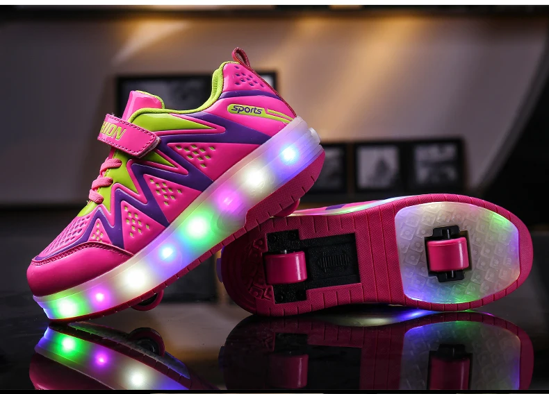 Детская одежда, для мальчиков и девочек Светодиодный проблесковый Серебристые напольный светильник обувь два колеса для роликовых коньках обувь № 4 Дети спортивная обувь в качестве подарка