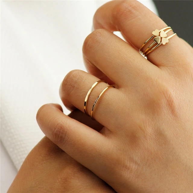 Lot De 22 Bagues Réglables Pour Femme – Doré – Style Minimaliste Et Empilable – Tendance