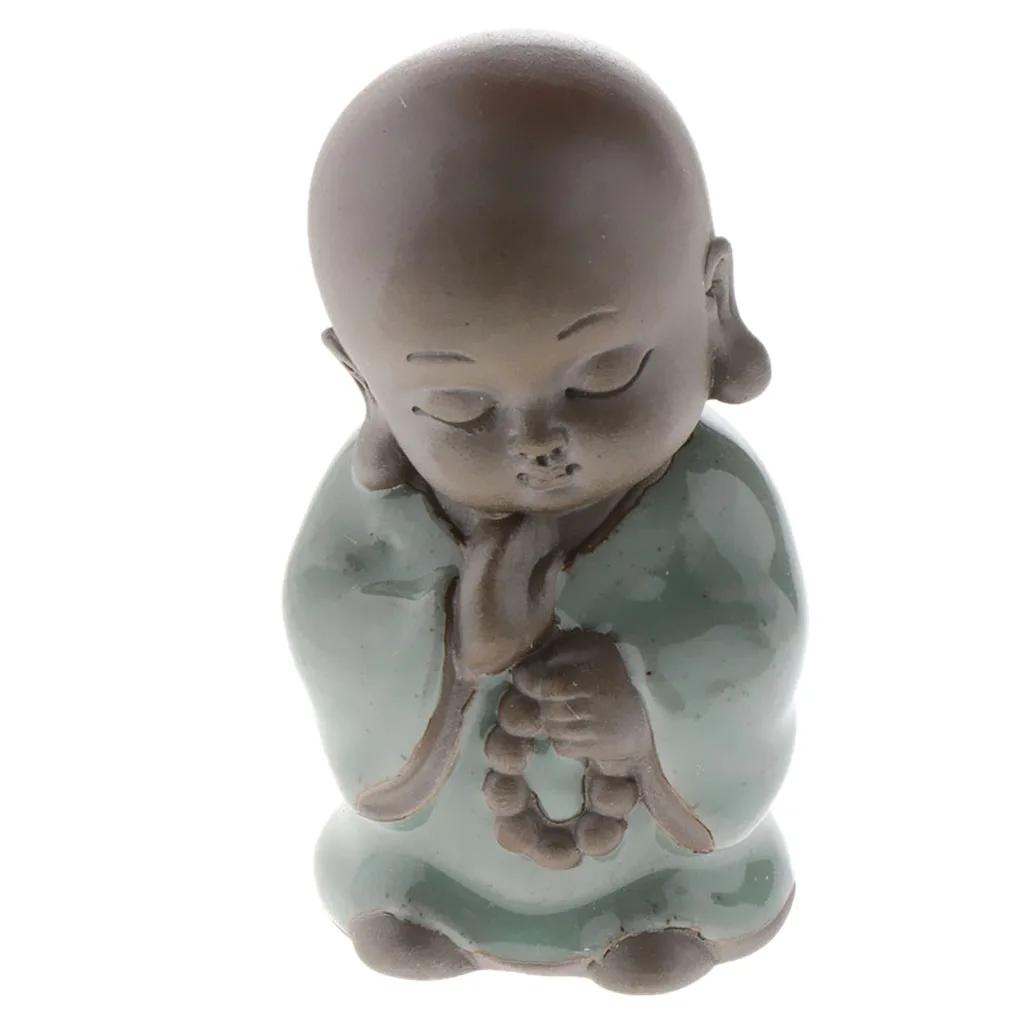 Monk Baby Buddha Figurine Ceramic Statue Home Office Table Desk Decor Small Monk Statue Zisha Tea Pet Ceramic Buddha Statue