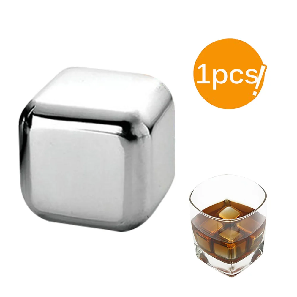 1pcs Нержавеющая сталь кубики льда, многоразовые охлаждающие камни для виски вино, держите ваш напиток холодным дольше сохранить ваши ветер чистоты 1/6/8 шт - Цвет: 1pcs
