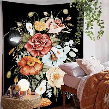 

Home Tapestry Vintage Background Bohemian Polyester Flowers Wall Hanging