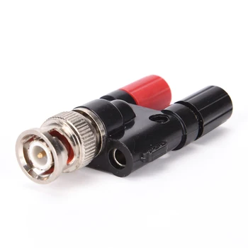 

1pc black & red BNC Male Terminals BNC Male to 4MM Twin Dua Binding Posts Banana Plug Jack Female Coaxial Adapte Connector