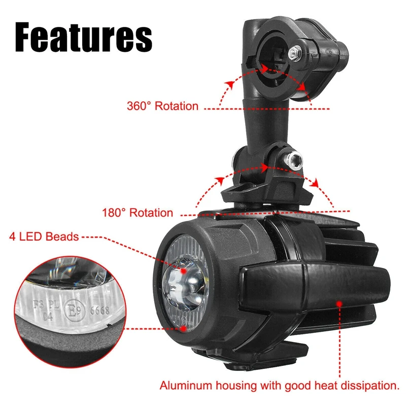  40W Motorcycle LED Auxiliary Fog Spot Light Safety Driving Lamp for BMW R1200GS ADV - 4000416729333