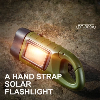

Outdoor Self-defense Hand Crank Powered LED Mini Flashlight Multifunctional Solar Charging Portable Flashlight Emergency Lamp