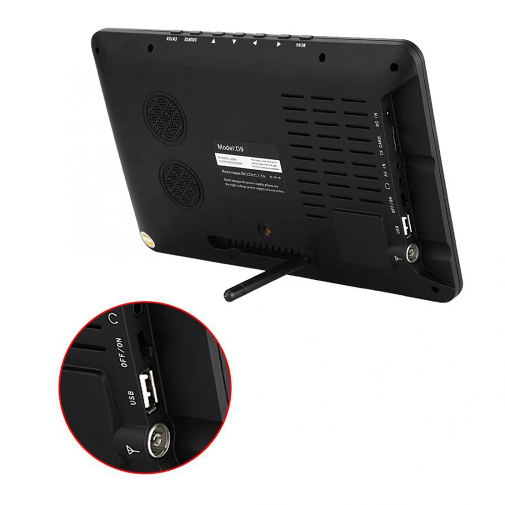 LEADSTAR D9 9 inch LED TV Portable Display digital player DVB-T2 Analog ATSC Portable TV USB TF Card With Car charger