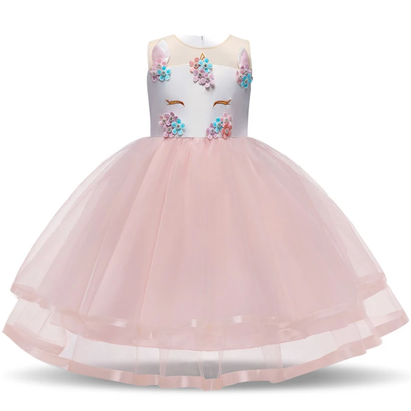 Unicorn Dress 1 Нарядное платье с единорогом для маленьких девочек; маскарадный костюм принцессы для девочек; детское праздничное платье-пачка; детская одежда с цветочным рисунком - Color: Unicorn Dress 1