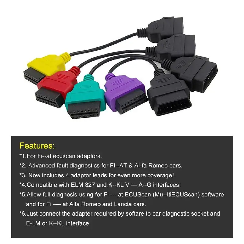 2019 Newest For FiatECUScan Adapter OBD OBD2 Connector MultiECUScan ABS Airbag obd2 scanner Diagnostic cable for Fiat ECU Scan