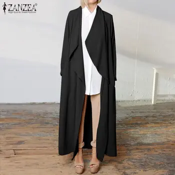 

Women Long Coats 2020 Fashion Lady Casual Solid Jackets ZANZEA Female Stand Collar Buttons Down Thicken Outwear Overcoats S-5XL