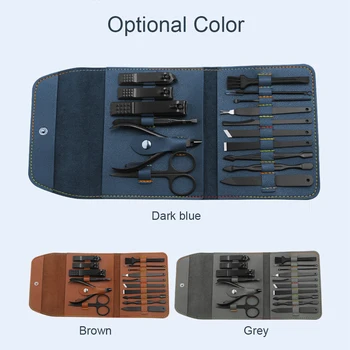 

16pcs/set Nail Clipper Cutter Trimmer Ear Pick Grooming Kit Manicure Set Pedicure Toe Nail Art Tools Set Kits with Bag