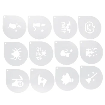 

12pcs Latte Art Stencils Durable Coffee Art Stencils for Coffee Cookies Latte