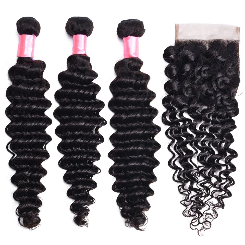 

Deep Wave Bundles With Closure Human Hair Bundles With Closure Remy Brazilian Hair Weave Bundles With Closure Hair Extension
